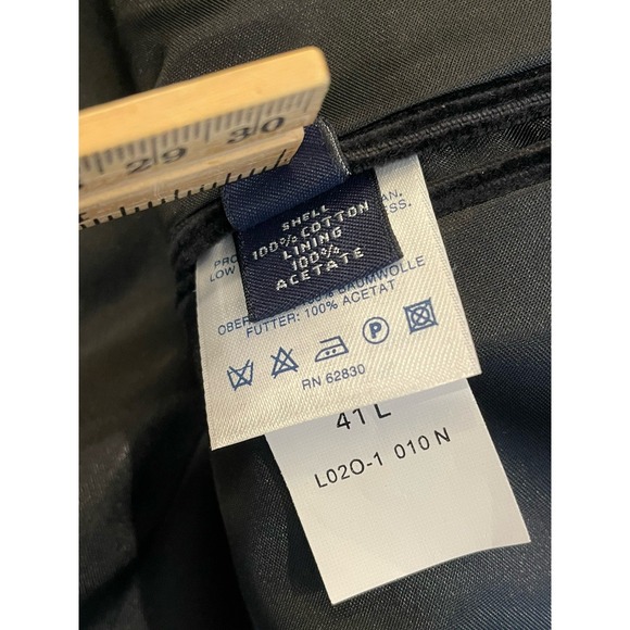 Lands' End Corduroy Blazer Men's 41L Long Jacket Sports Coat Black Cotton - Picture 5 of 9